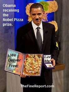 Obama shows Nobel prize as pizza prize.jpeg