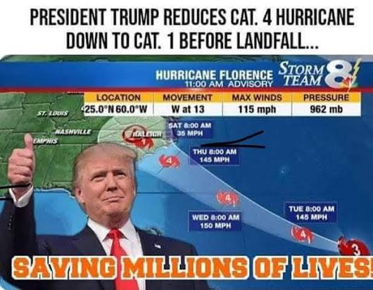 Trump reduces Cat4 Hurricane to Cat1 before Landfall Saving Millions of Lives.jpg