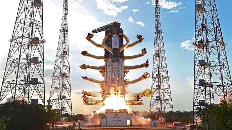 Chandrayaan-3 blasts off from its launchpad, July 14, 2023.