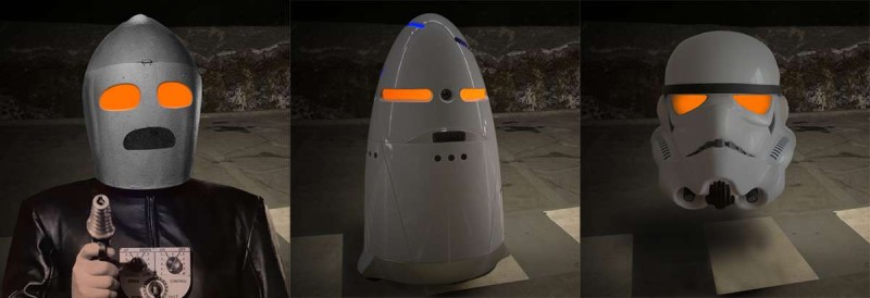 Rear view of the robot contains design elements reminiscent of a classic retro look in sci-fi of both the 1950s and 1970s.