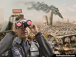 Obama with Binoculars parody funy cartoon