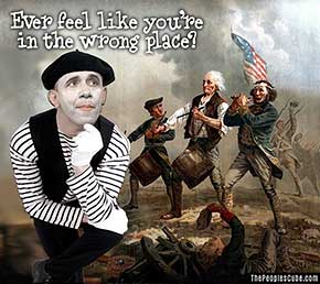 Mime Obama out of place in American Revolution cartoon