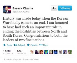 Obama Korea Tweet