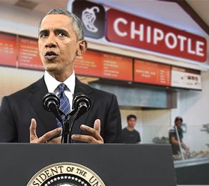 Obama visits Chipotle, pledges to bring more viruses