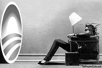Woman voter blown away by Obama's slogan enhancement parody cartoon