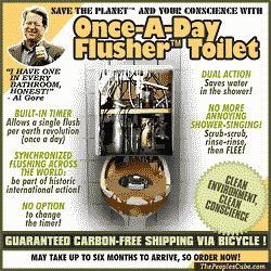 Once-a-Day Flusher Toilet funny environmental cartoon