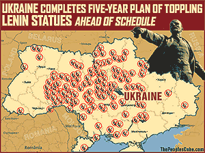 Ukraine topples Lenin statues map