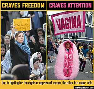 Feminist cartoon: vagina craves attention
